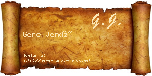 Gere Jenő névjegykártya